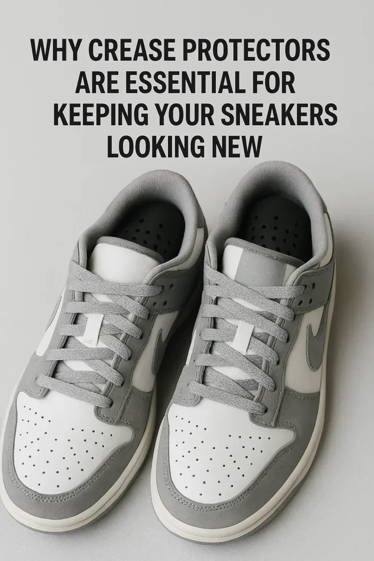Crease protectors inside sneakers keeping them smooth and crease-free.